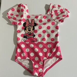 Disney Pink and White Minnie Mouse Kids Swim One Piece